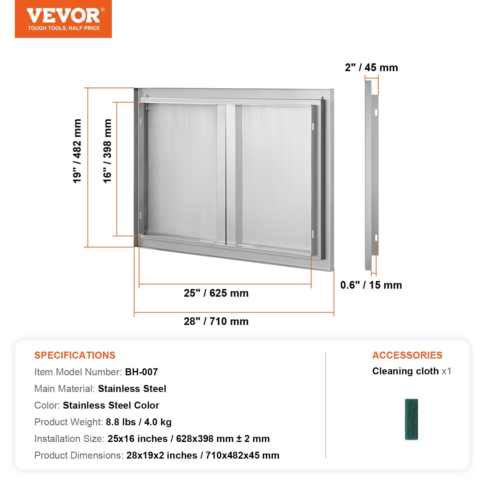 VEVOR full-size template and installation layout enabling accurate cutout placement