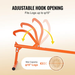 VEVOR detail of adjustable cant hook delivering firm log bite