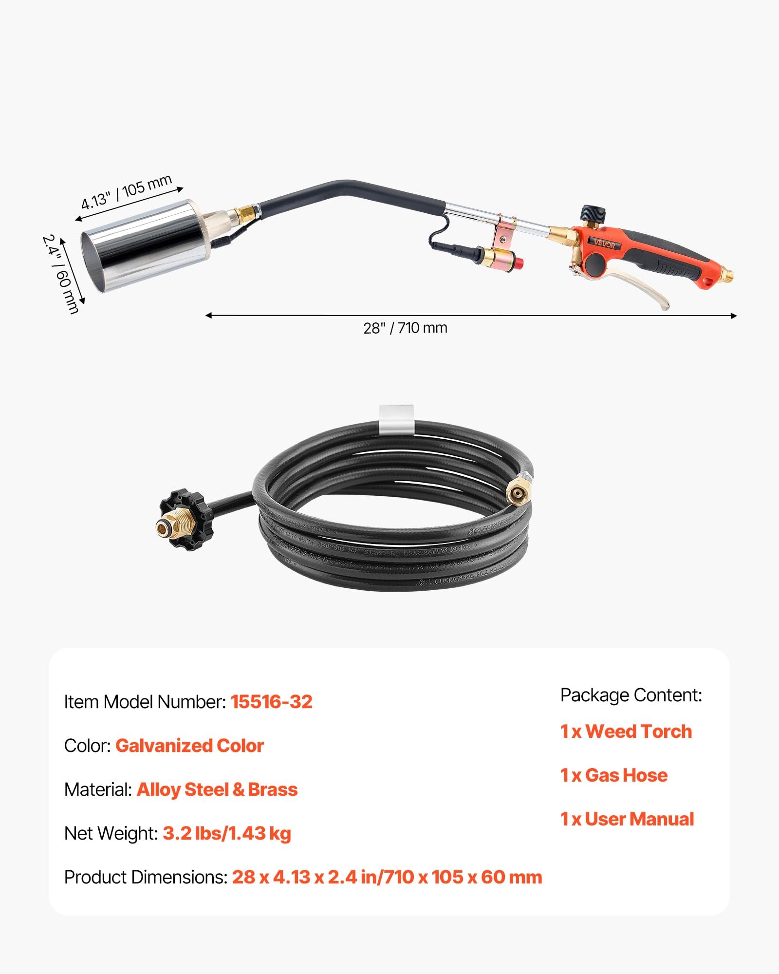 VEVOR kit layout with parts displayed for easy setup and ready-to-use convenience