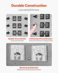 VEVOR NEMA L14-30 power inlet box showing protective lid and secure generator connection