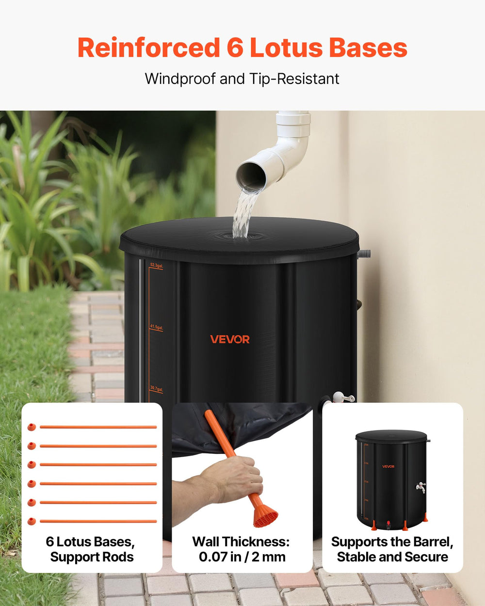 VEVOR transparent side with scale lines for quick water level checks