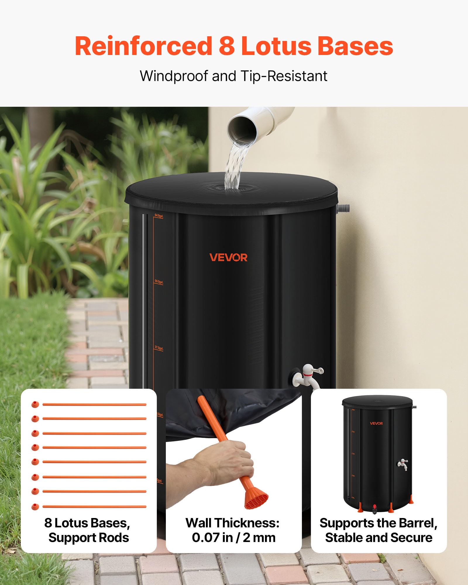 VEVOR transparent side with scale lines for easy water level checks