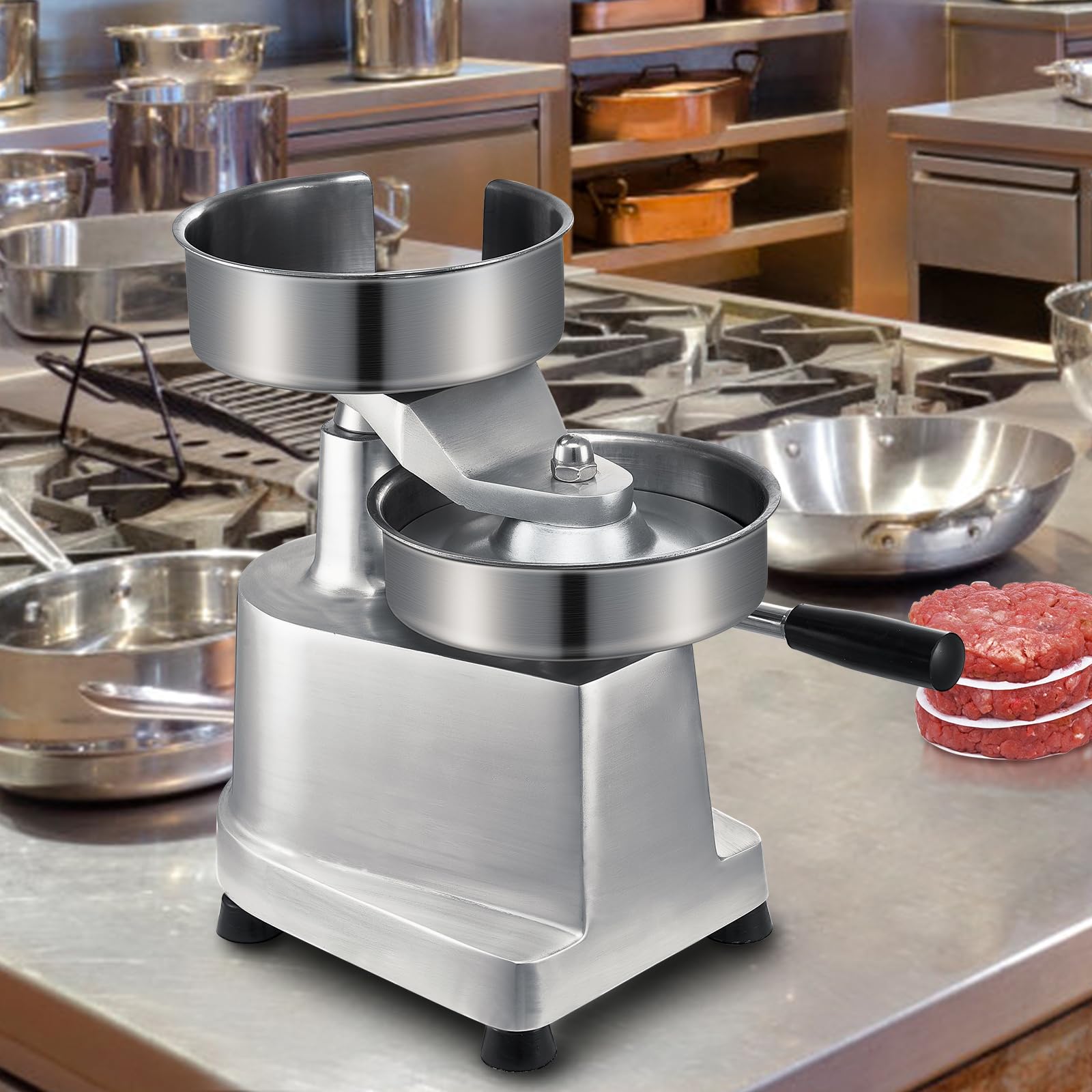 VEVOR tray depth showing 35mm capacity to control patty thickness reliably