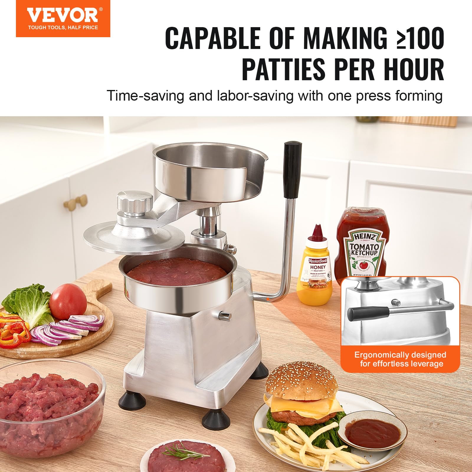 VEVOR three interchangeable trays displayed to compare 4, 5, 6 inch sizes benefit
