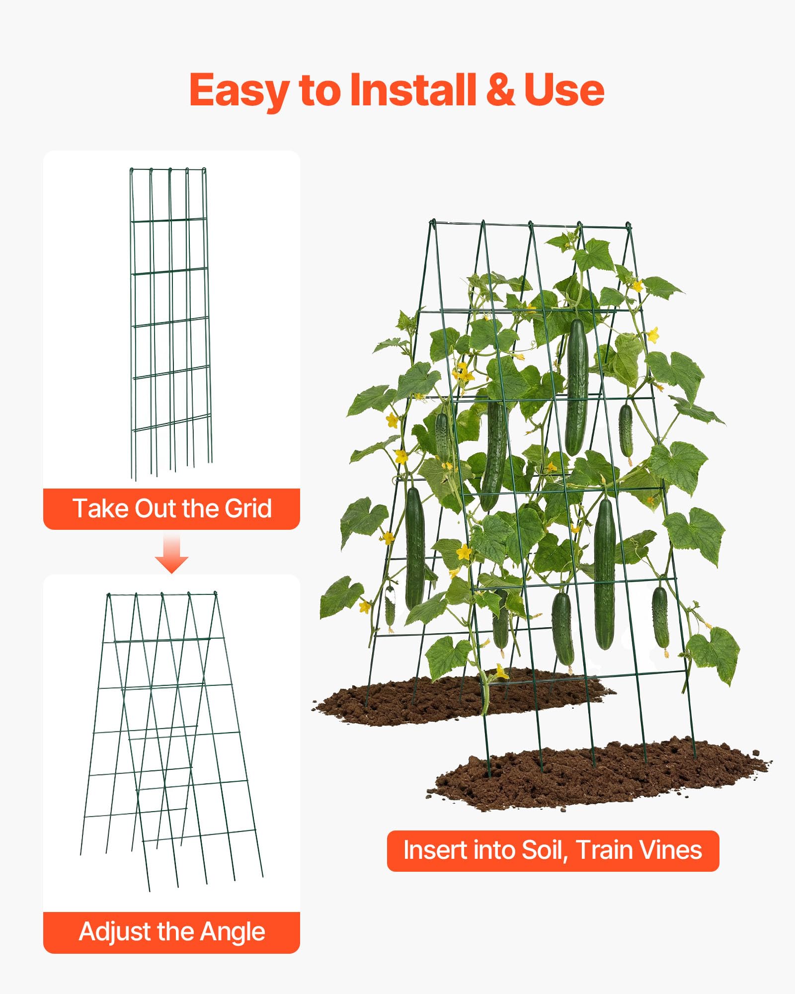VEVOR trellis adjustable base width illustrating stability on different soils