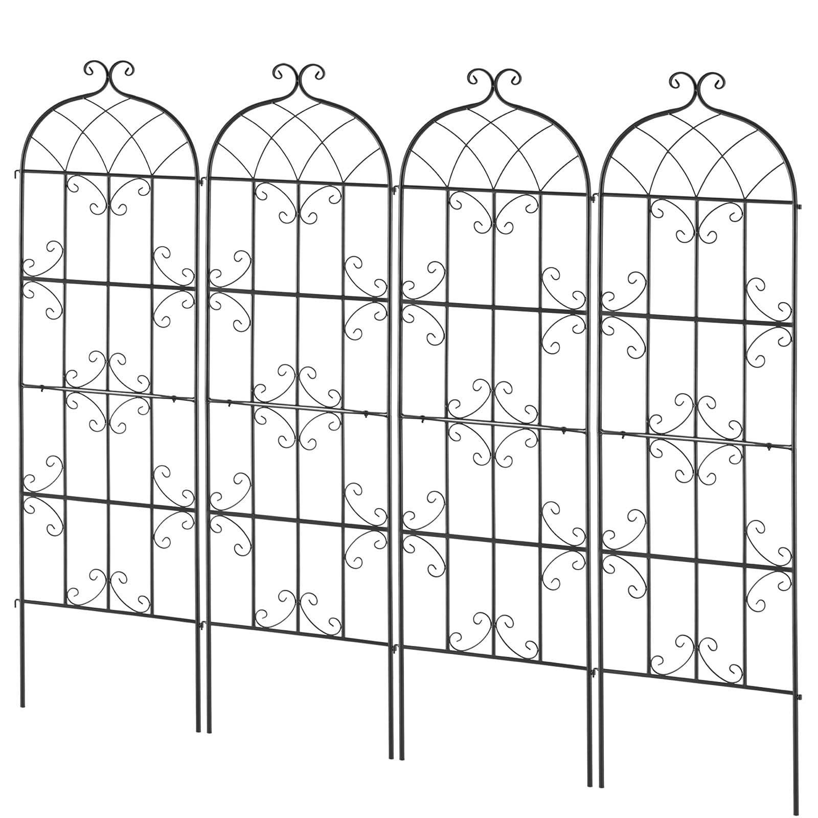 VEVOR four trellises assembled in a layout showing flexible arrangement and coverage options