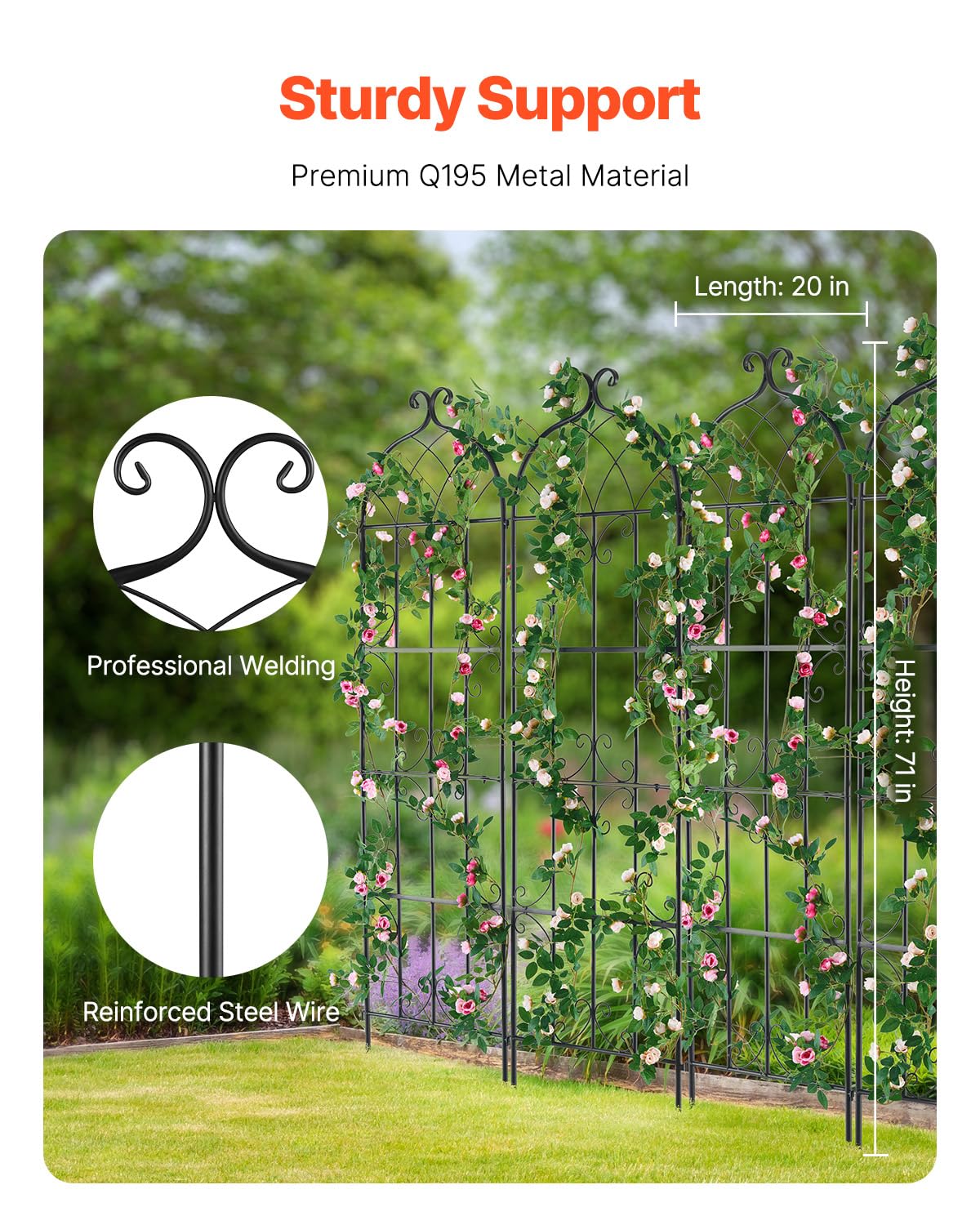 VEVOR close-up of trellis grid detail highlighting sturdy joints and multiple tying points