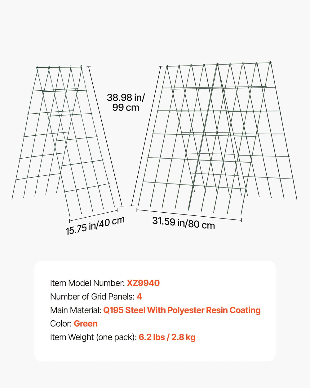 VEVOR trellis accessories laid out showing clips and ties for fast setup
