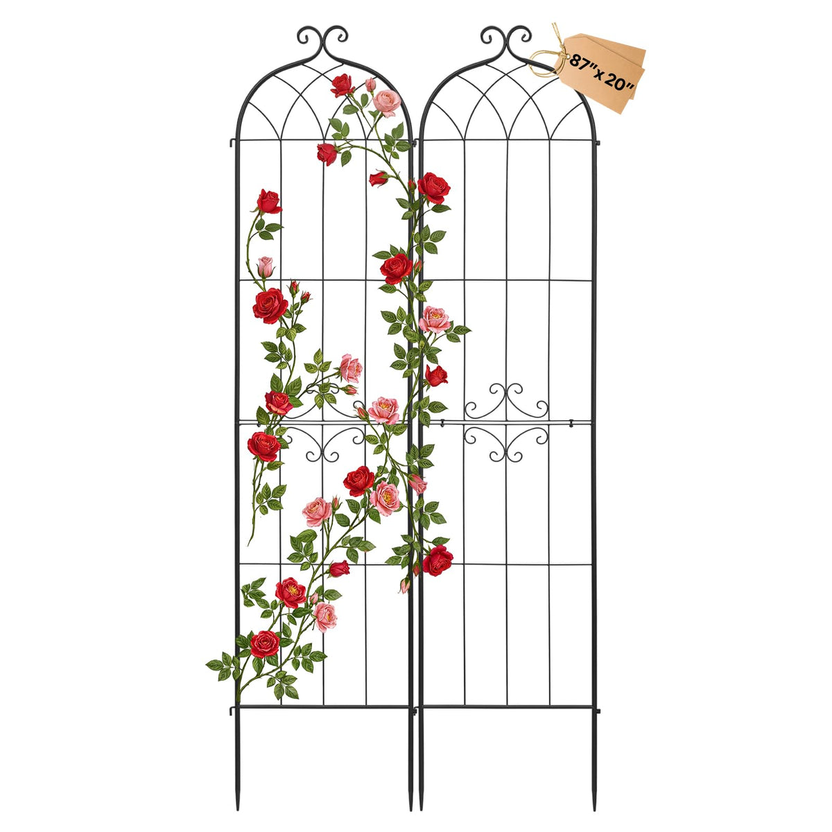 VEVOR trellis front view showing arched design and garden appeal