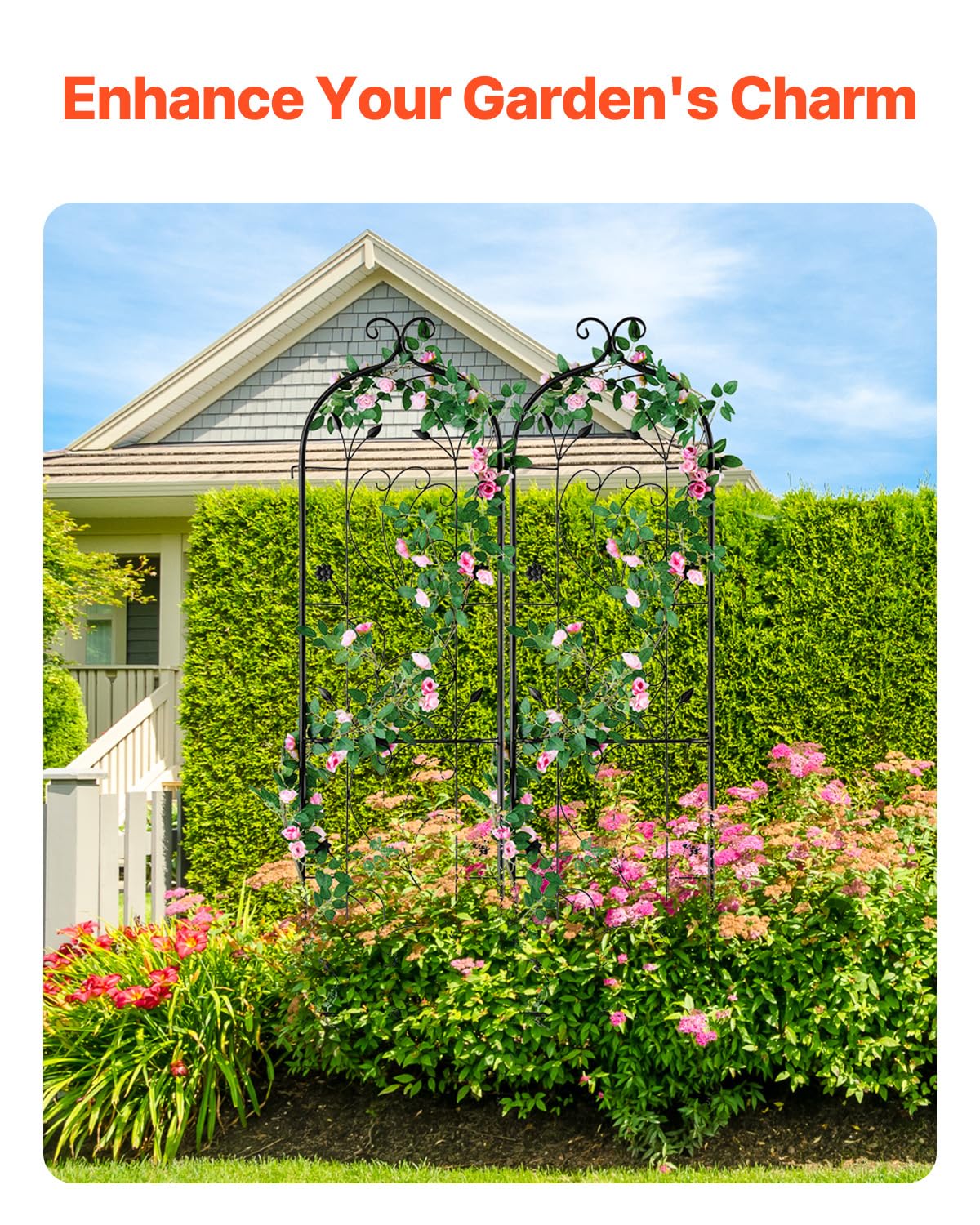 VEVOR trellis powder-coated finish resisting rust and weathering