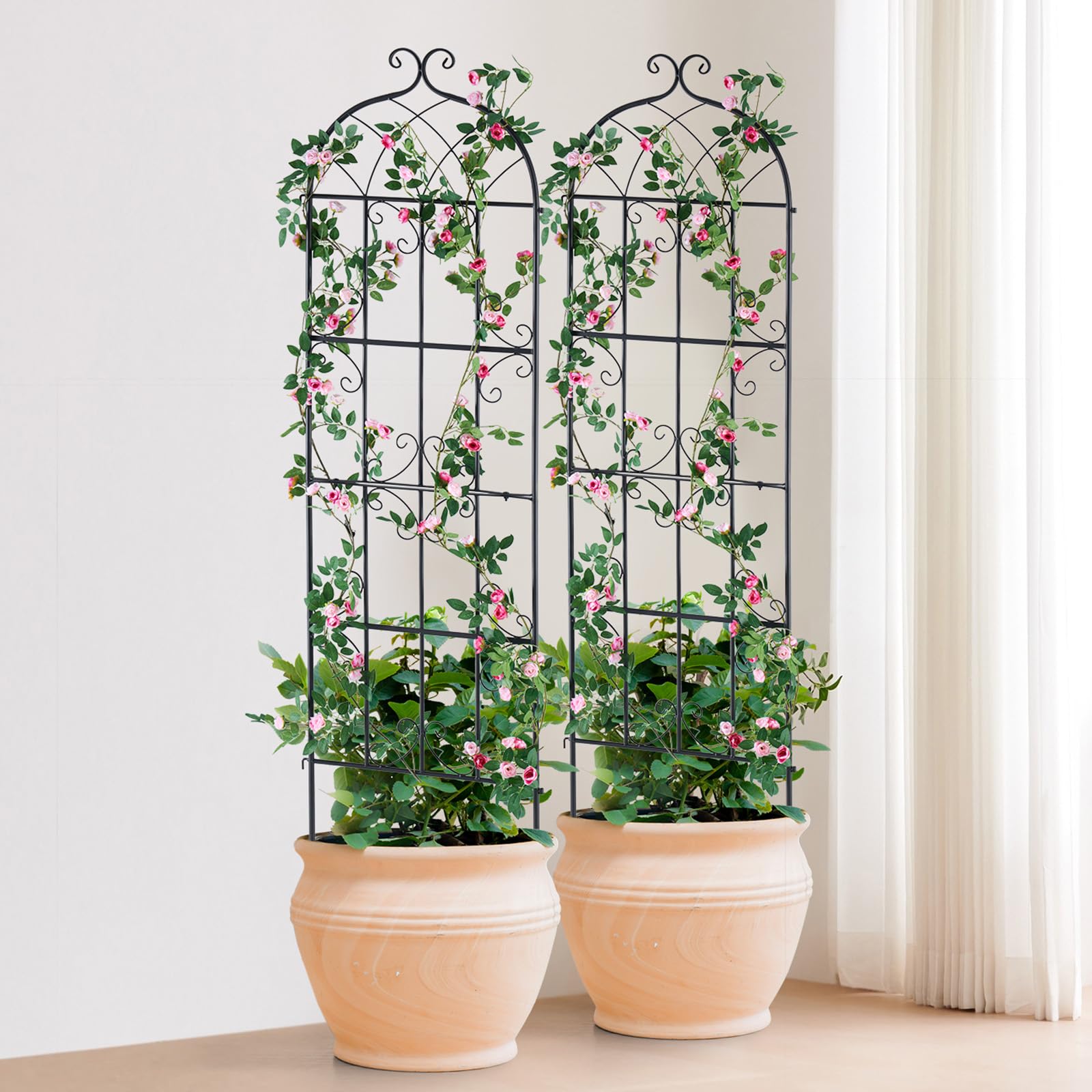 VEVOR trellis powder-coated finish close-up showing rust-resistant protection and weather durability