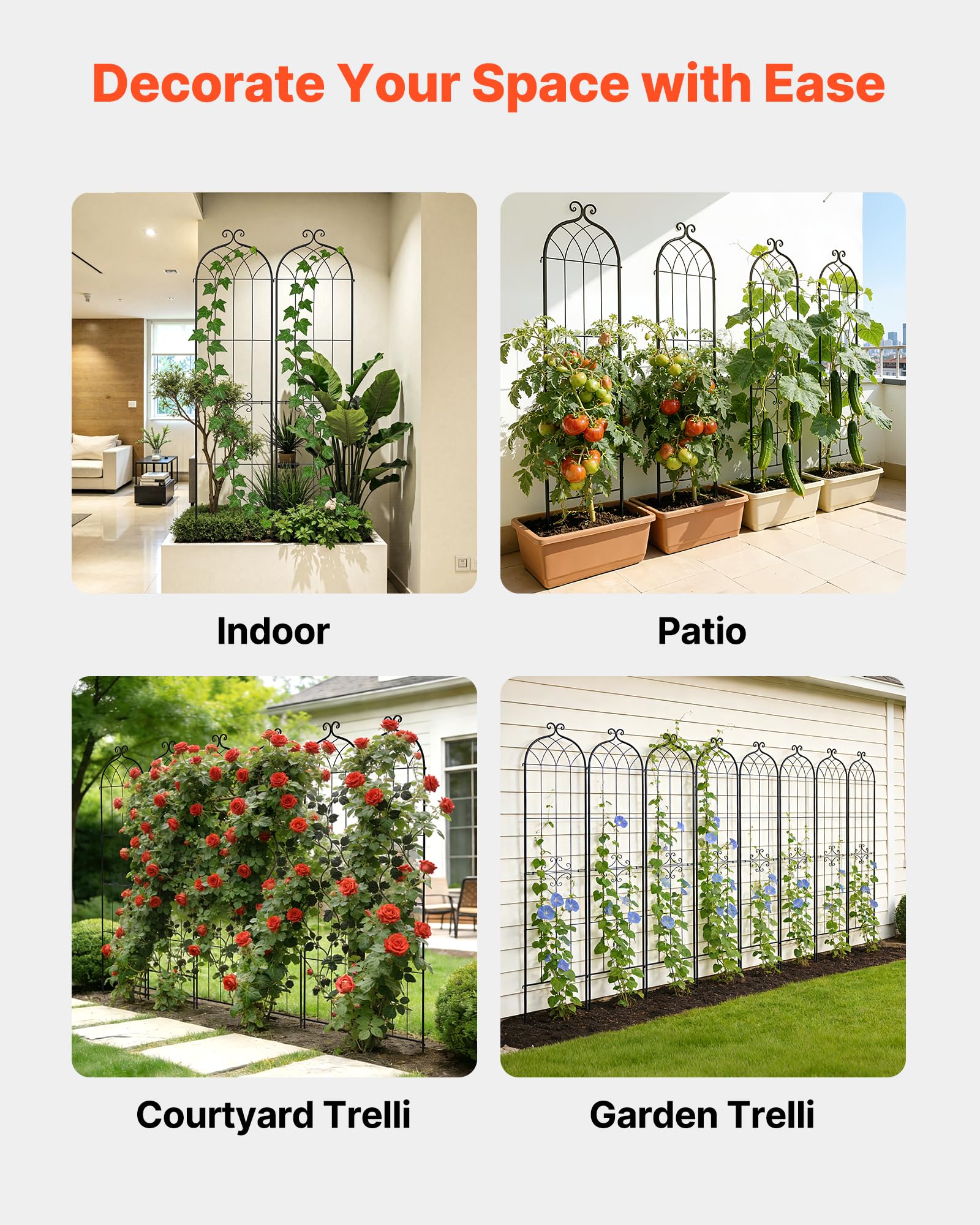 VEVOR trellis next to a yard ruler to show 87x20 inch scale