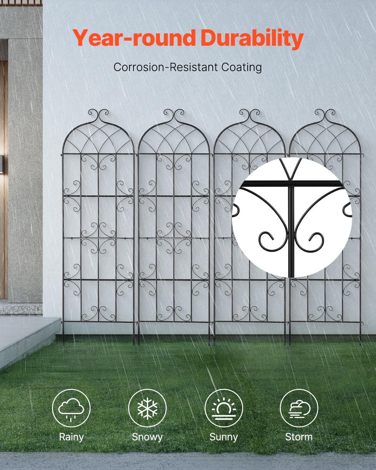 VEVOR trellis with climbing rose illustrating improved air circulation and bloom display