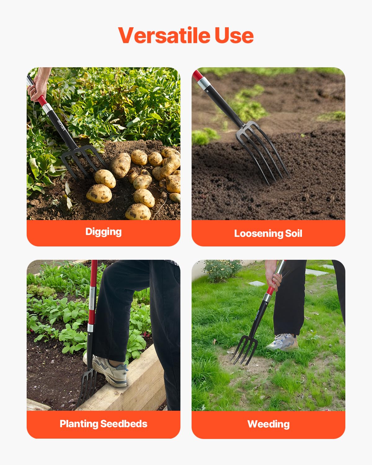 VEVOR turning compost pile with fork to speed decomposition and mixing