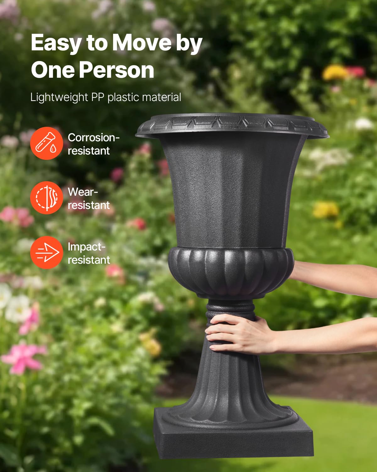 VEVOR close-up of urn texture showing durable plastic surface