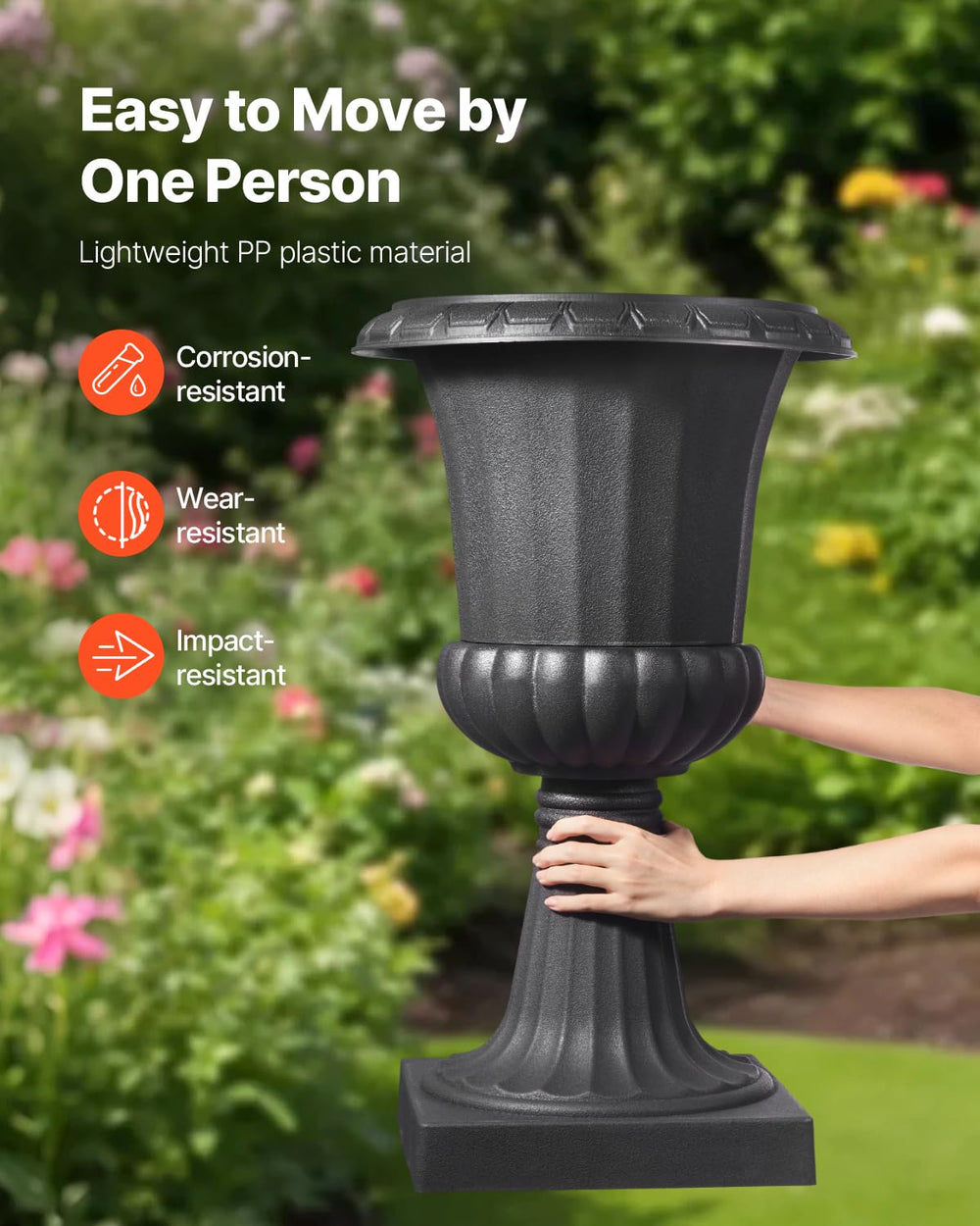 VEVOR close-up of urn texture showing durable plastic surface