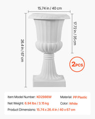 VEVOR side profile of the urn planter demonstrating tall pedestal shape and balance