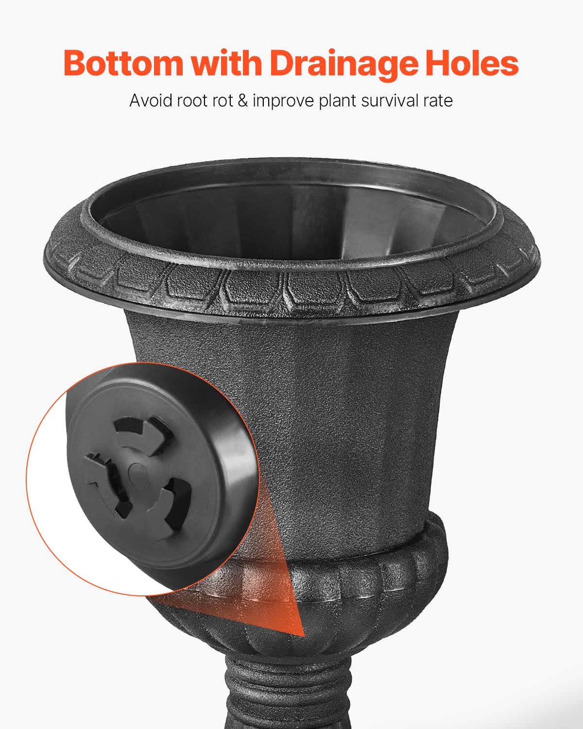 VEVOR material texture close-up showing durable PP plastic and benefit of weather resistance