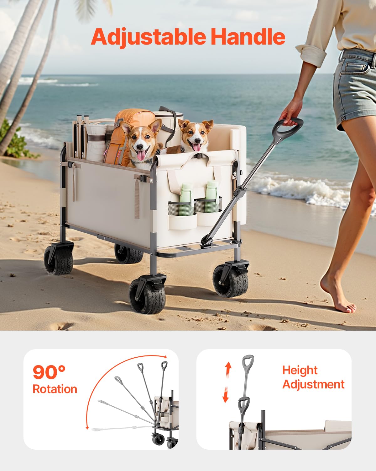 VEVOR wagon loaded with camping gear to showcase 550 lb capacity