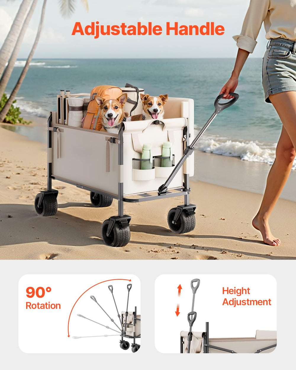 VEVOR wagon loaded with camping gear to showcase 550 lb capacity