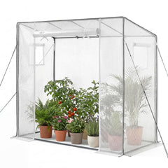 VEVOR walk-in greenhouse front view showing entrance and structure benefit
