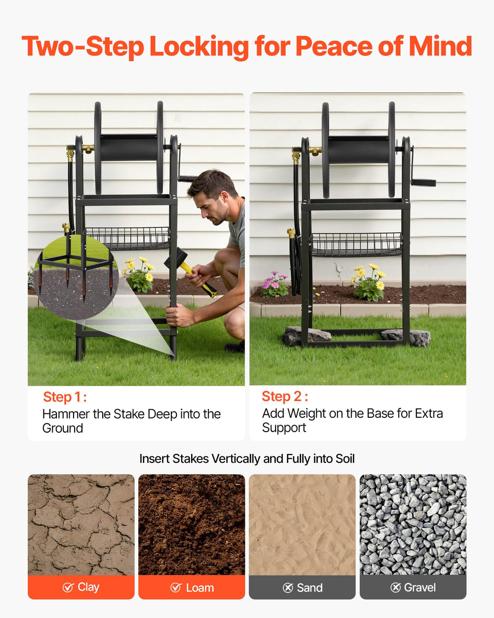 VEVOR hose reel mounted on exterior wall saving floor space and simplifying watering