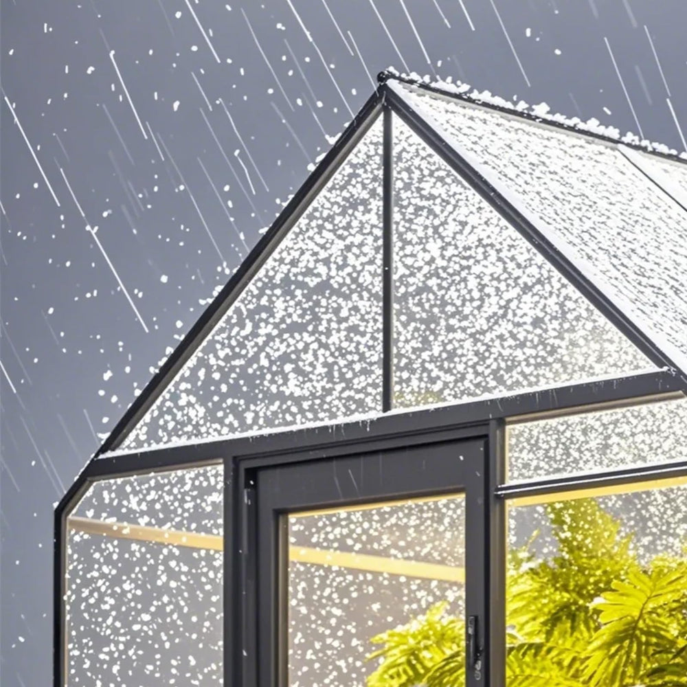 VEVOR panels with snow on roof showing cold-weather durability
