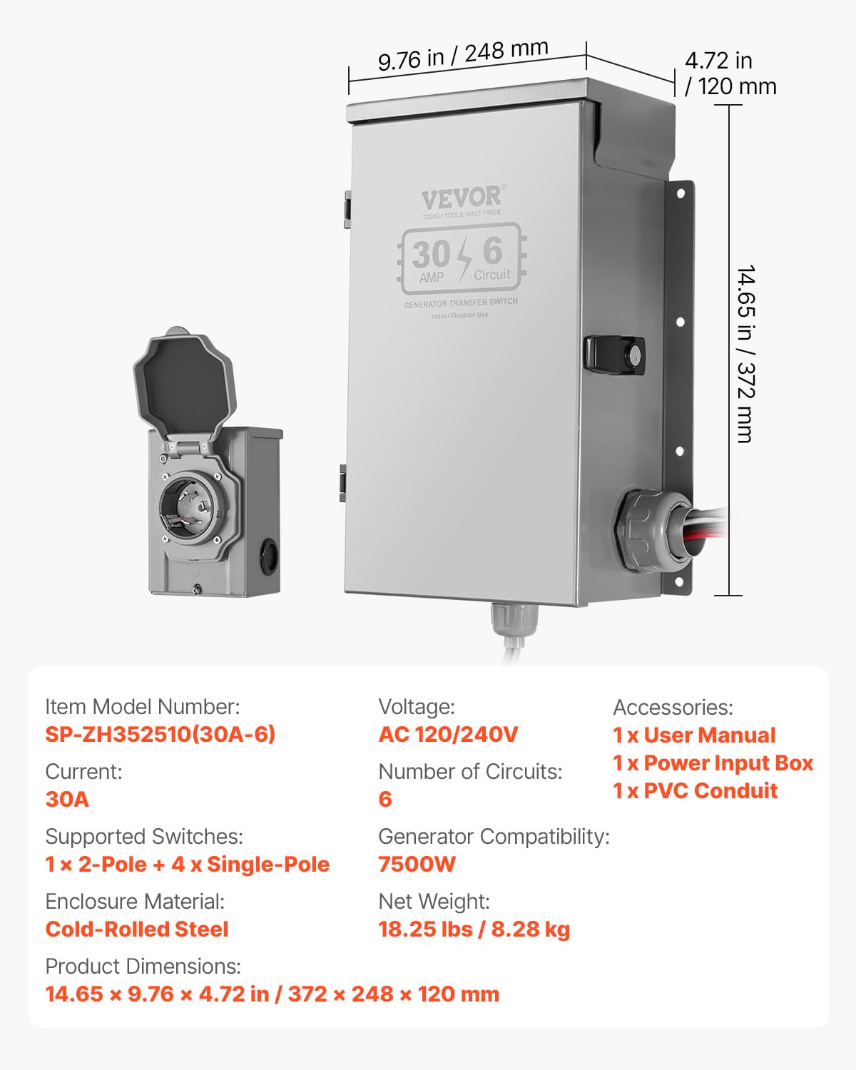 VEVOR NEMA 3R weatherproof cover protecting internal wiring from rain and dust