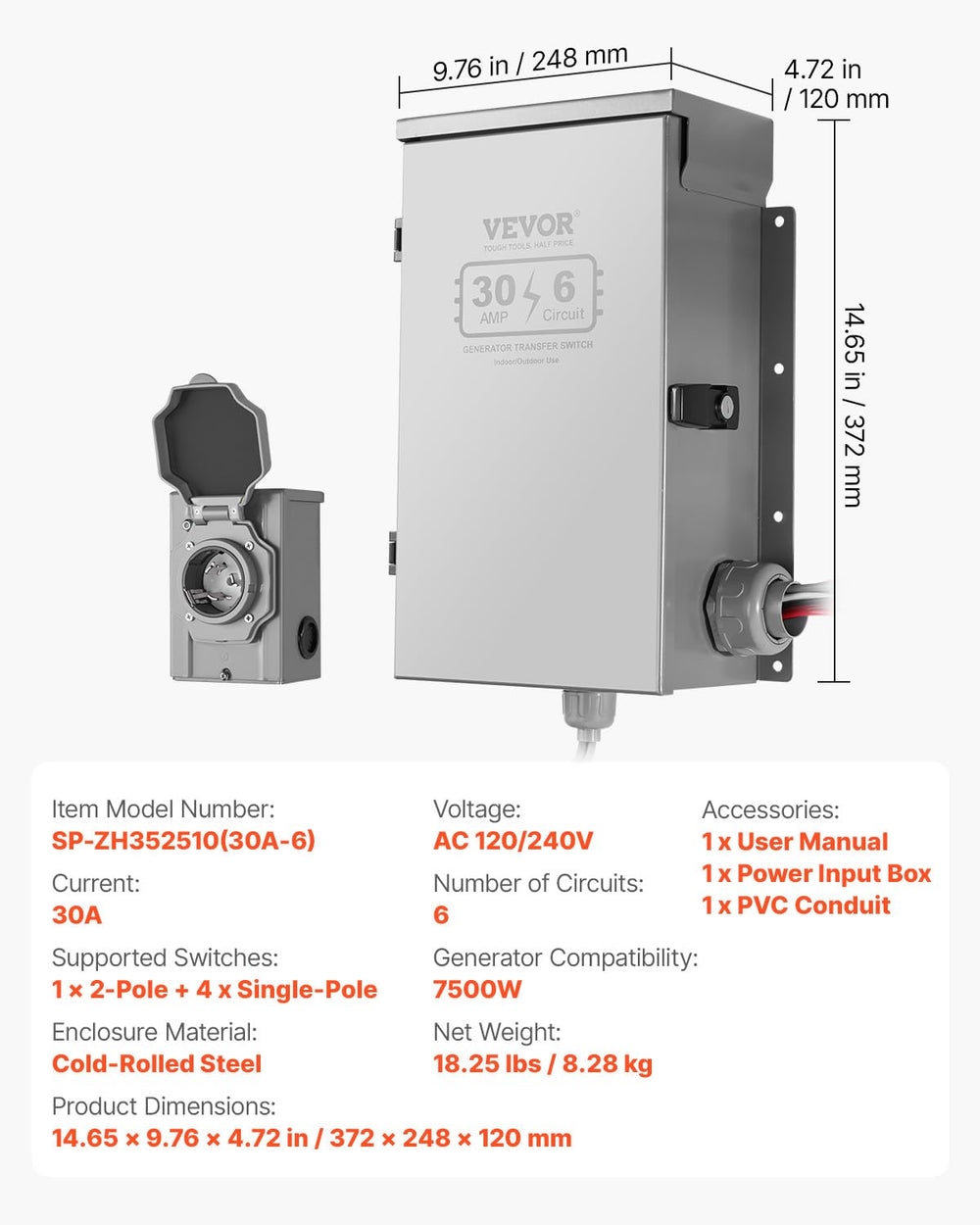 VEVOR NEMA 3R weatherproof cover protecting internal wiring from rain and dust