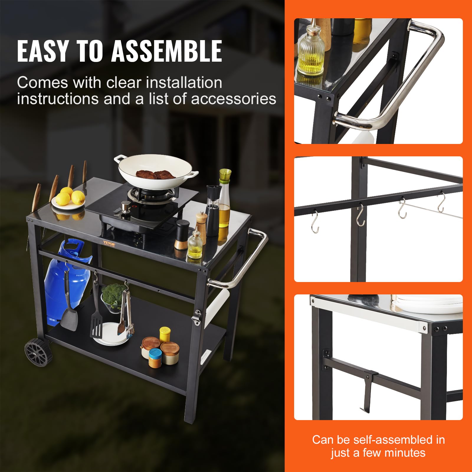 VEVOR wheels and handle transport image showing mobility and stable rolling benefit