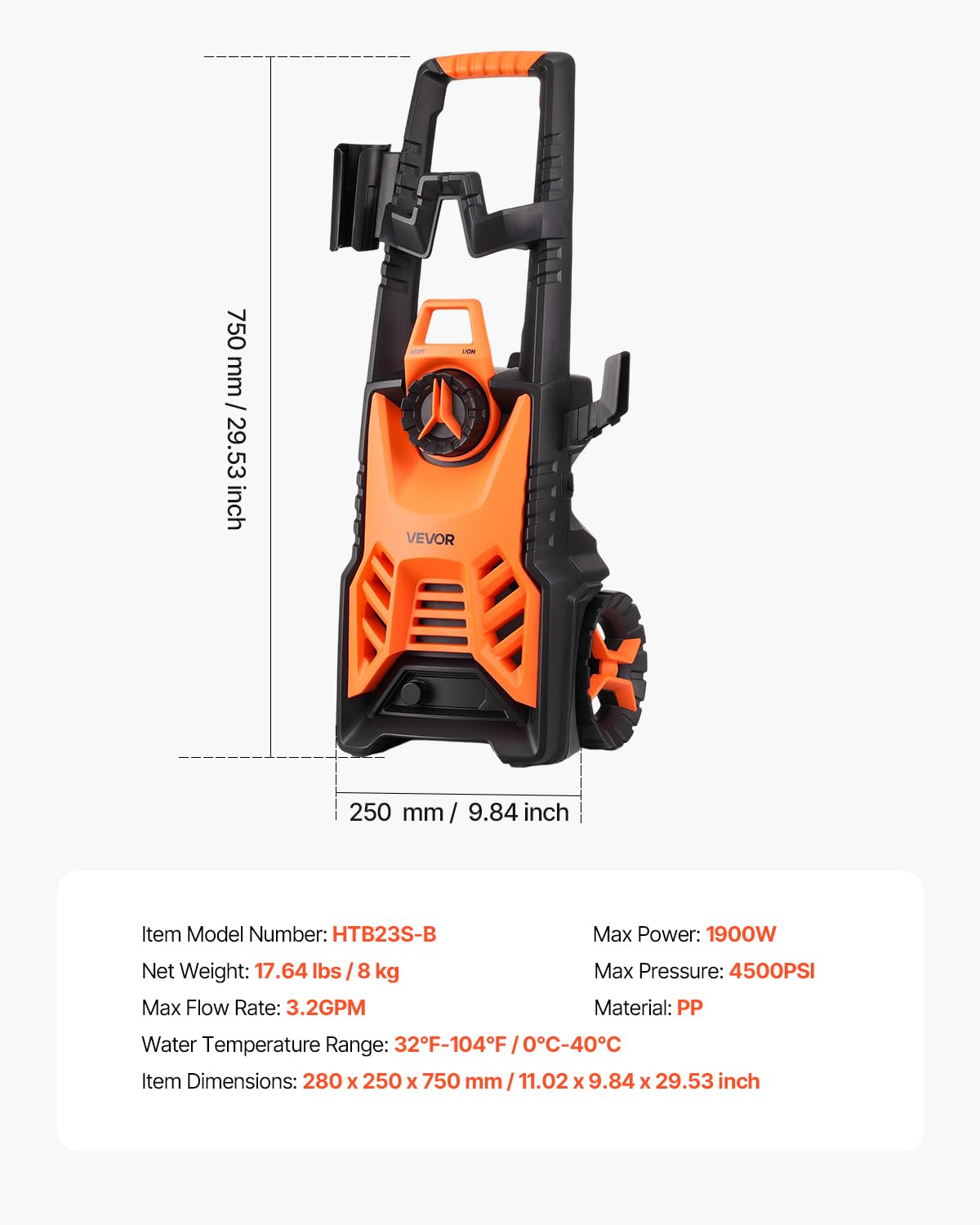 VEVOR swivel wheels and ergonomic handle for smooth maneuvering