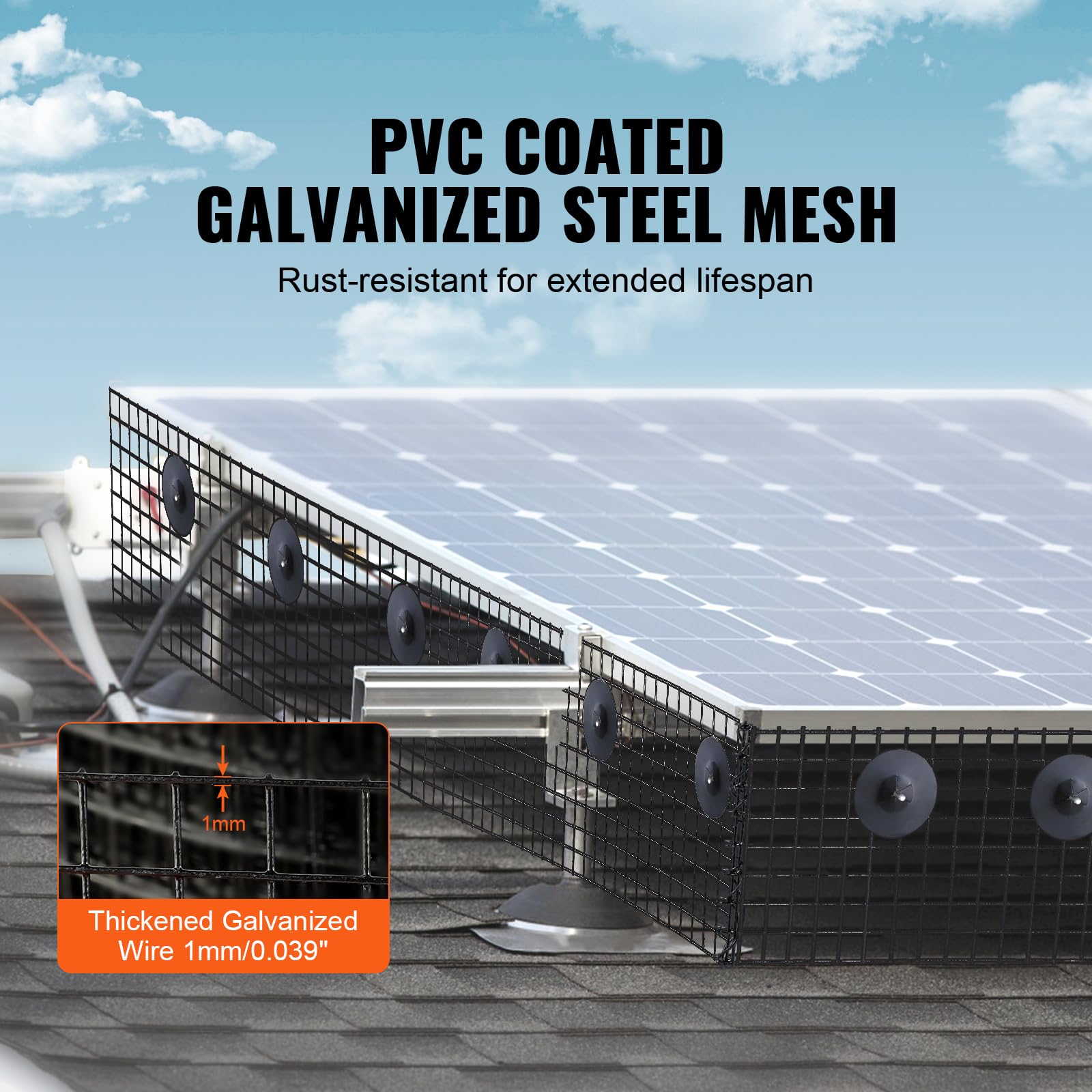 VEVOR wire gauge detail showing galvanized core and long-lasting strength