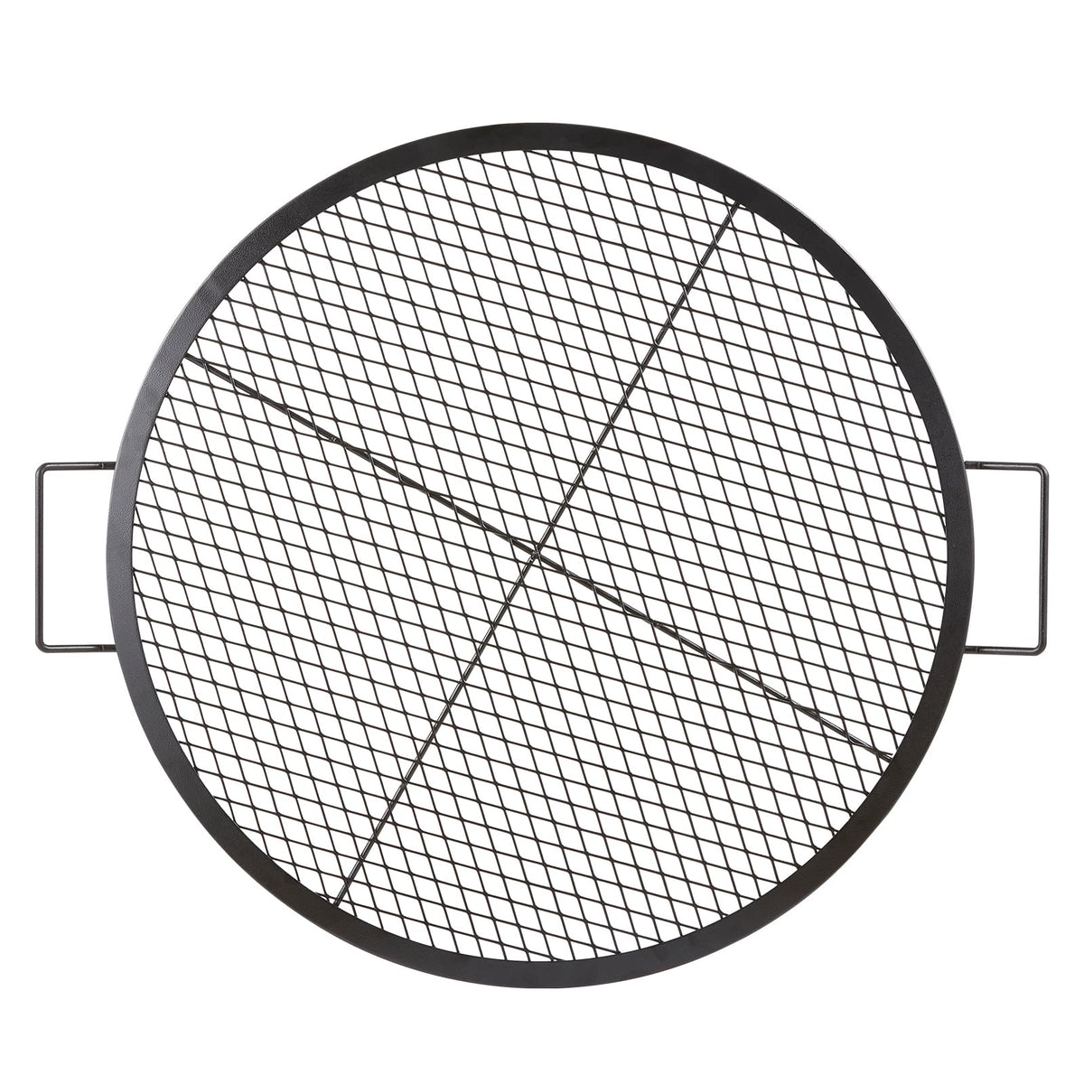 VEVOR front view of 30-inch round grate showing full cooking area and sturdy rim benefit