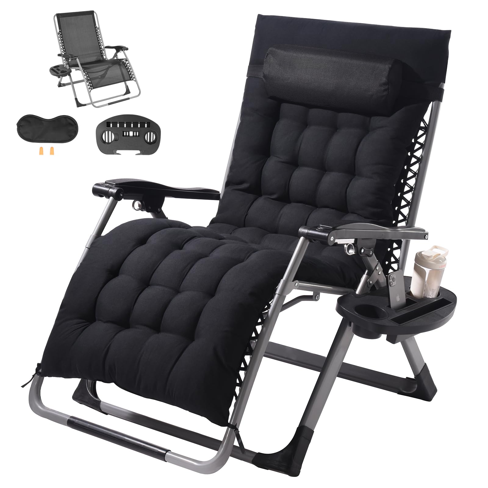 VEVOR front view of zero gravity chair showing robust frame and comfort