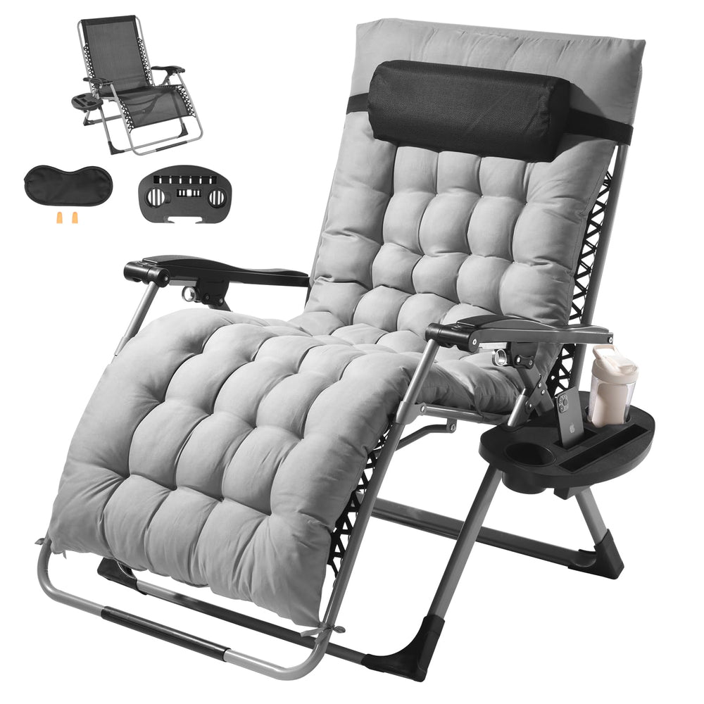 VEVOR front view of chair showing full recliner and cushion for comfortable lounging