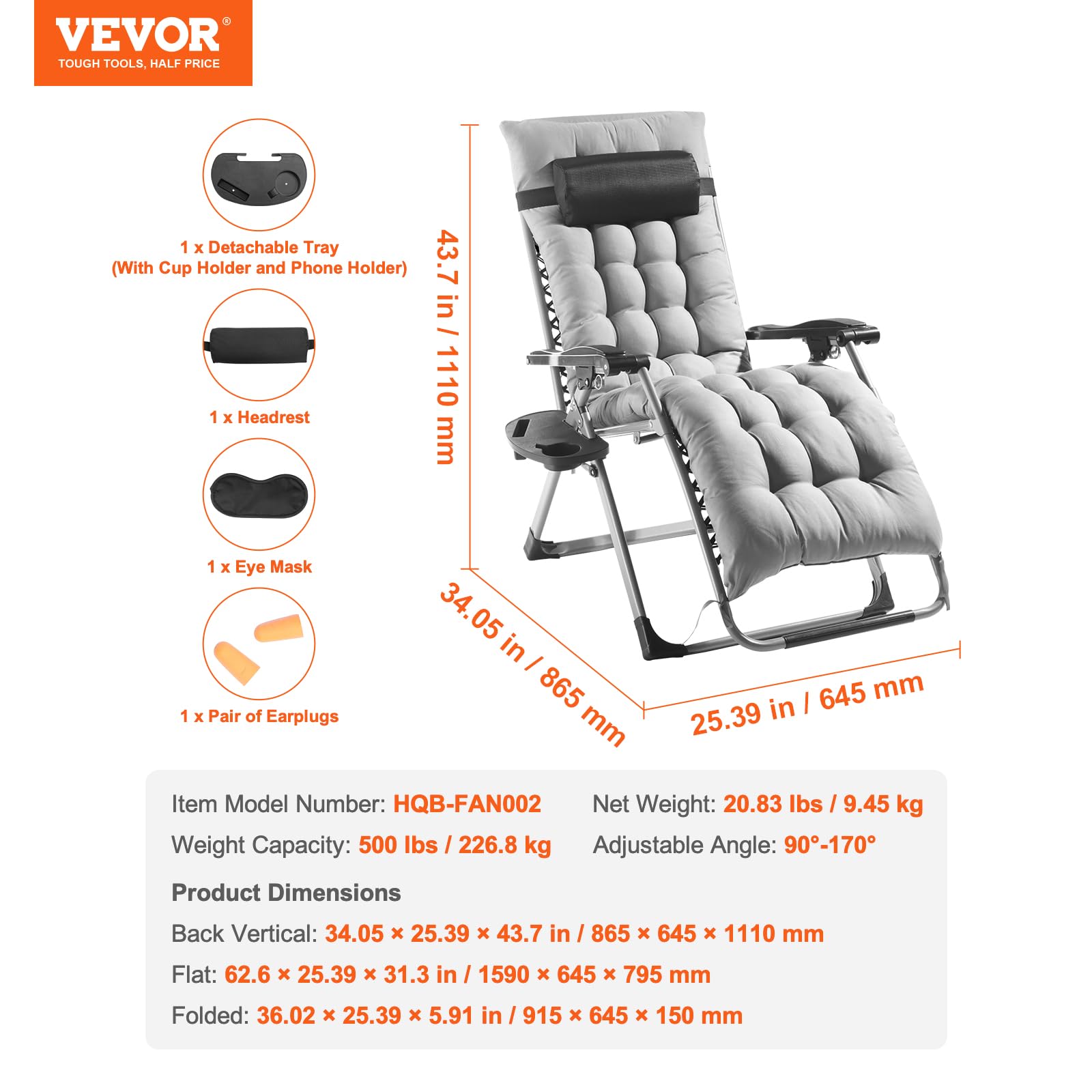 VEVOR scale comparison photo showing chair supporting larger users up to 500 lbs