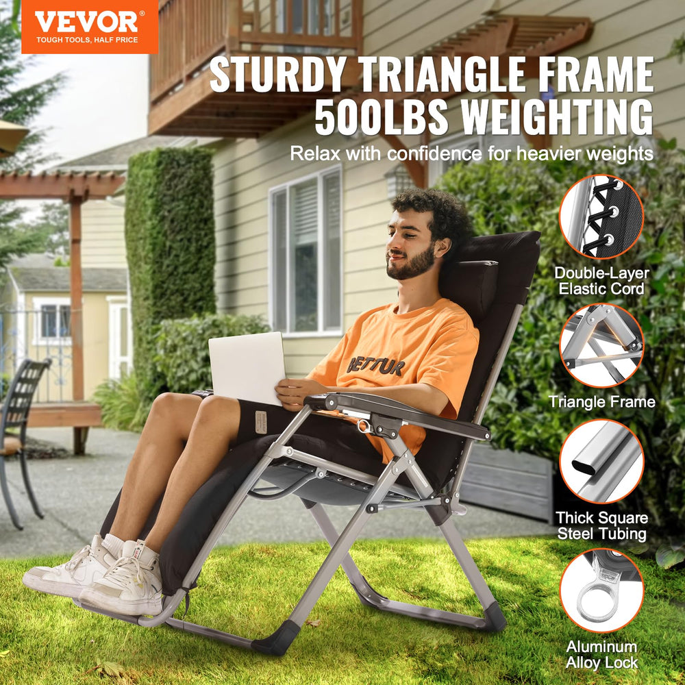 VEVOR side profile of recliner showing adjustable recline and support