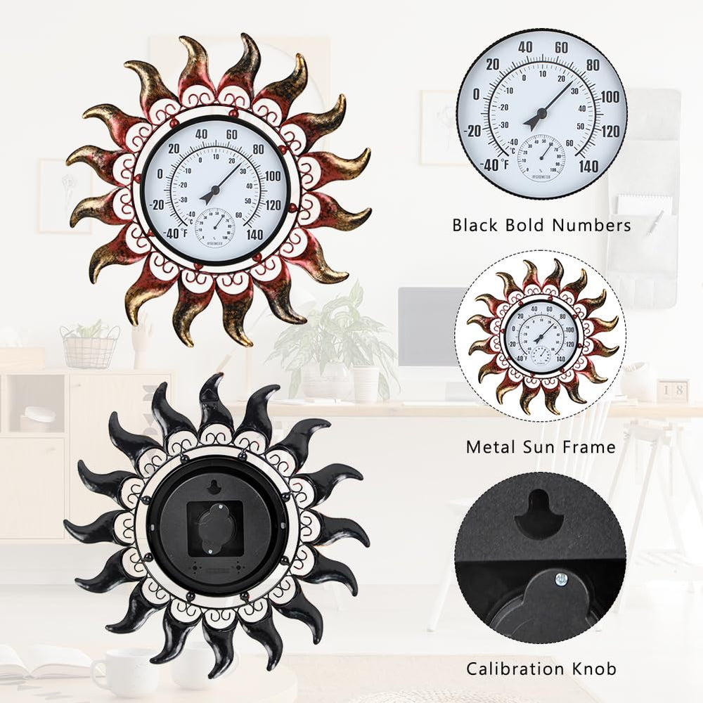 VEWOGARDEN thermometer mounted on patio wall showing decorative accent benefit: enhances outdoor living space