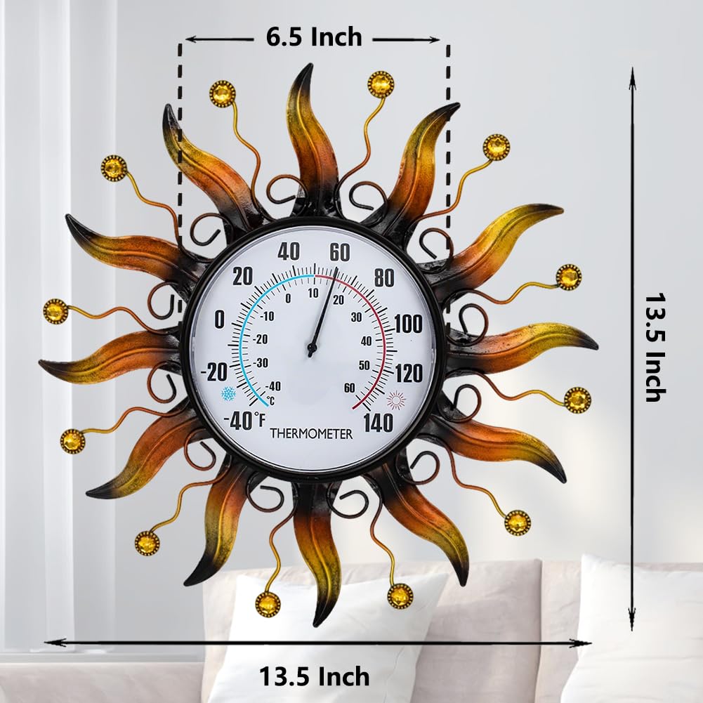 VEWOGARDEN sun thermometer mounted on patio wall demonstrating outdoor decor and readability
