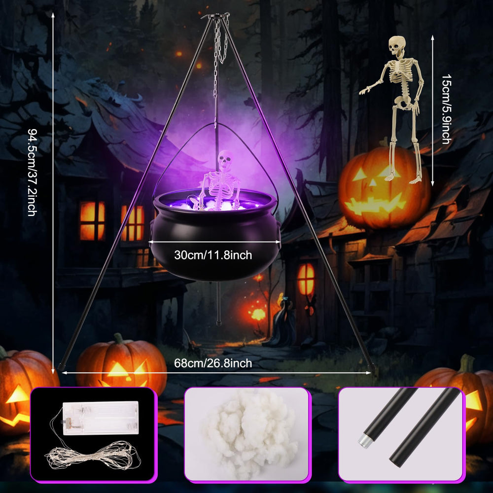 Vexalify cauldron with cotton and chains showing textured spooky effects