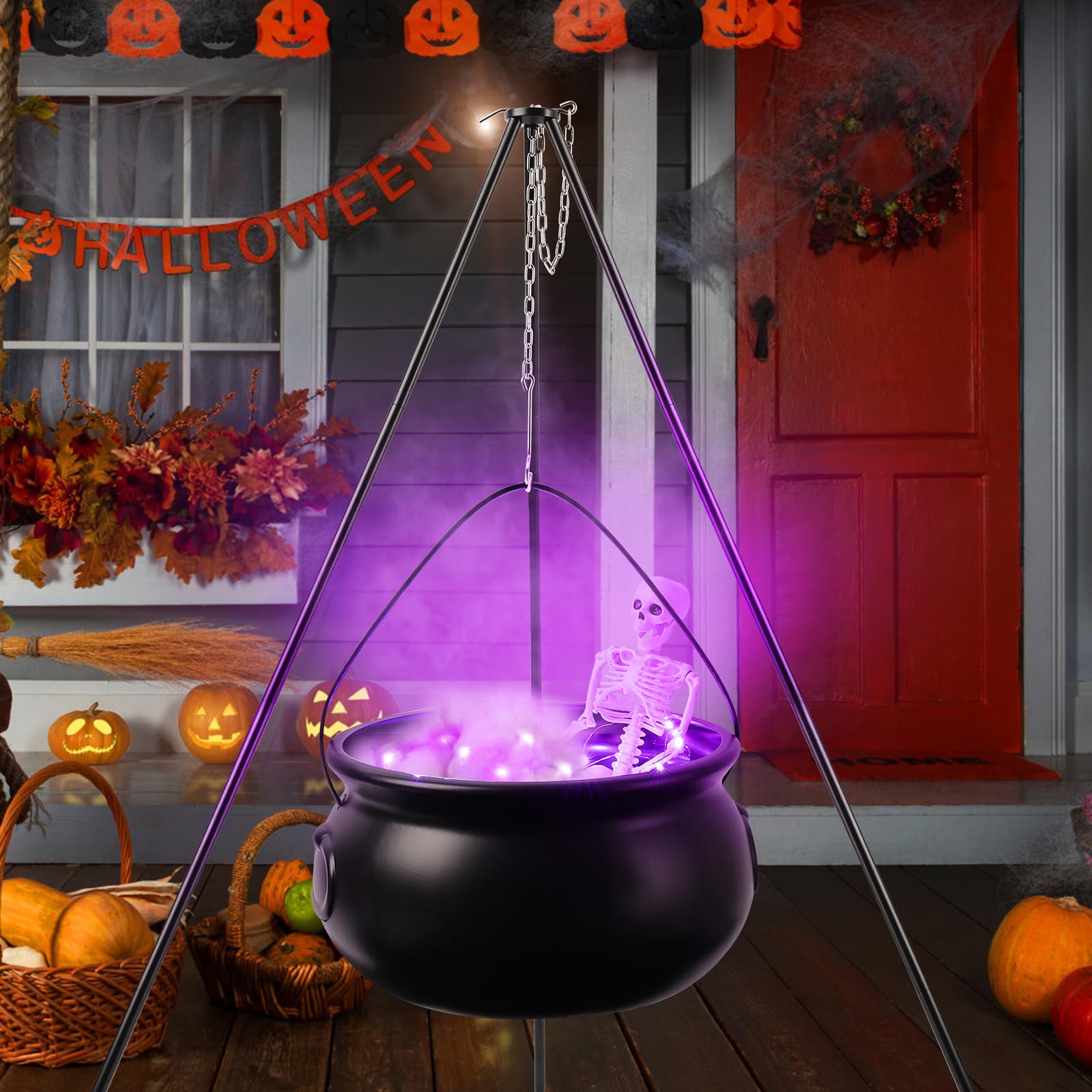 Vexalify porch display lifestyle shot showing festive Halloween atmosphere