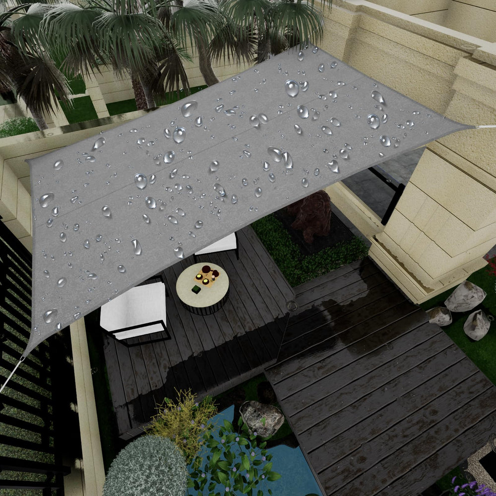 Vexoria front view of light gray rectangle shade sail showing clean modern coverage