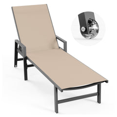 Vexwalx front view of khaki chaise showing full profile and stability
