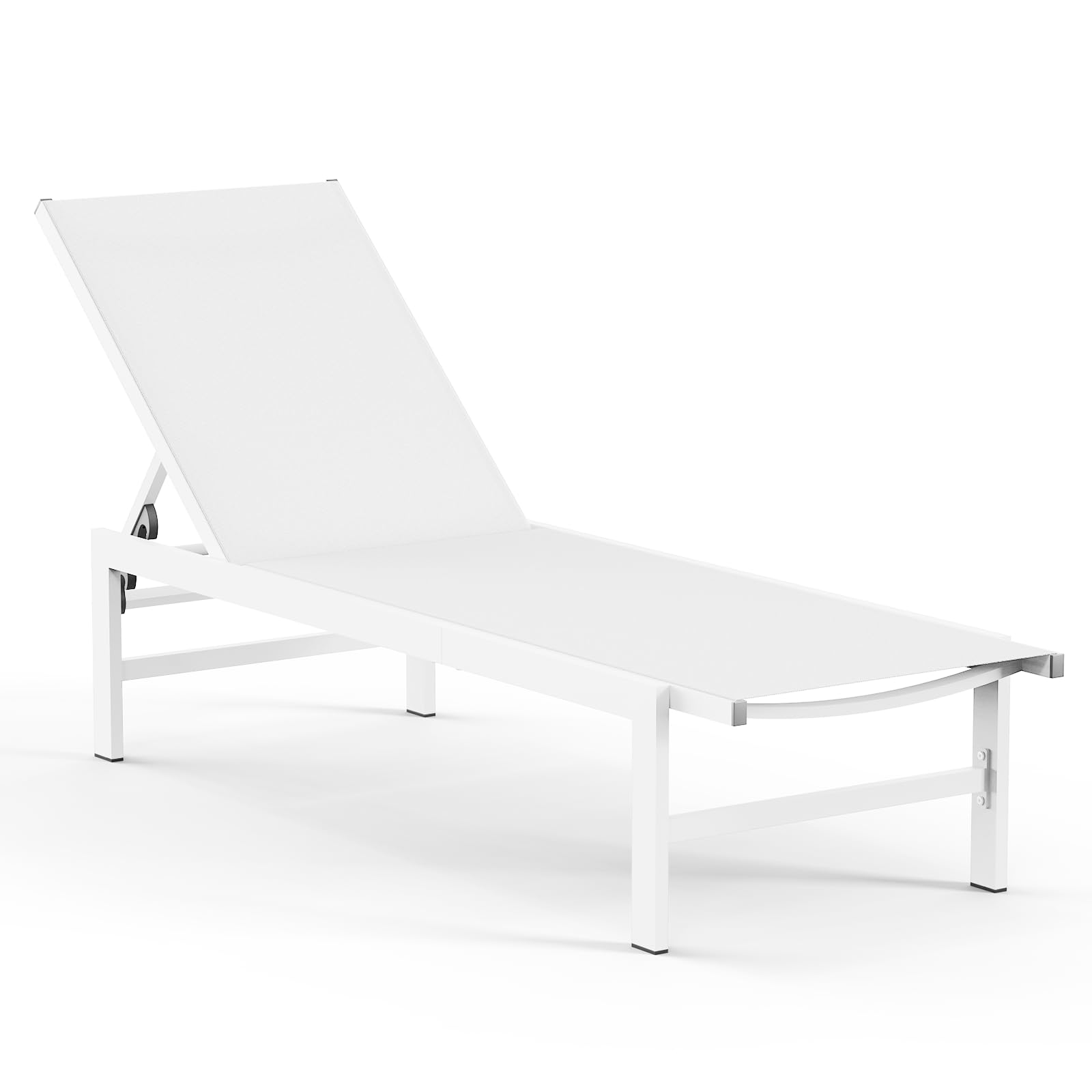 Vexwalx lounge chair front view showing clean white design and durable frame for poolside comfort