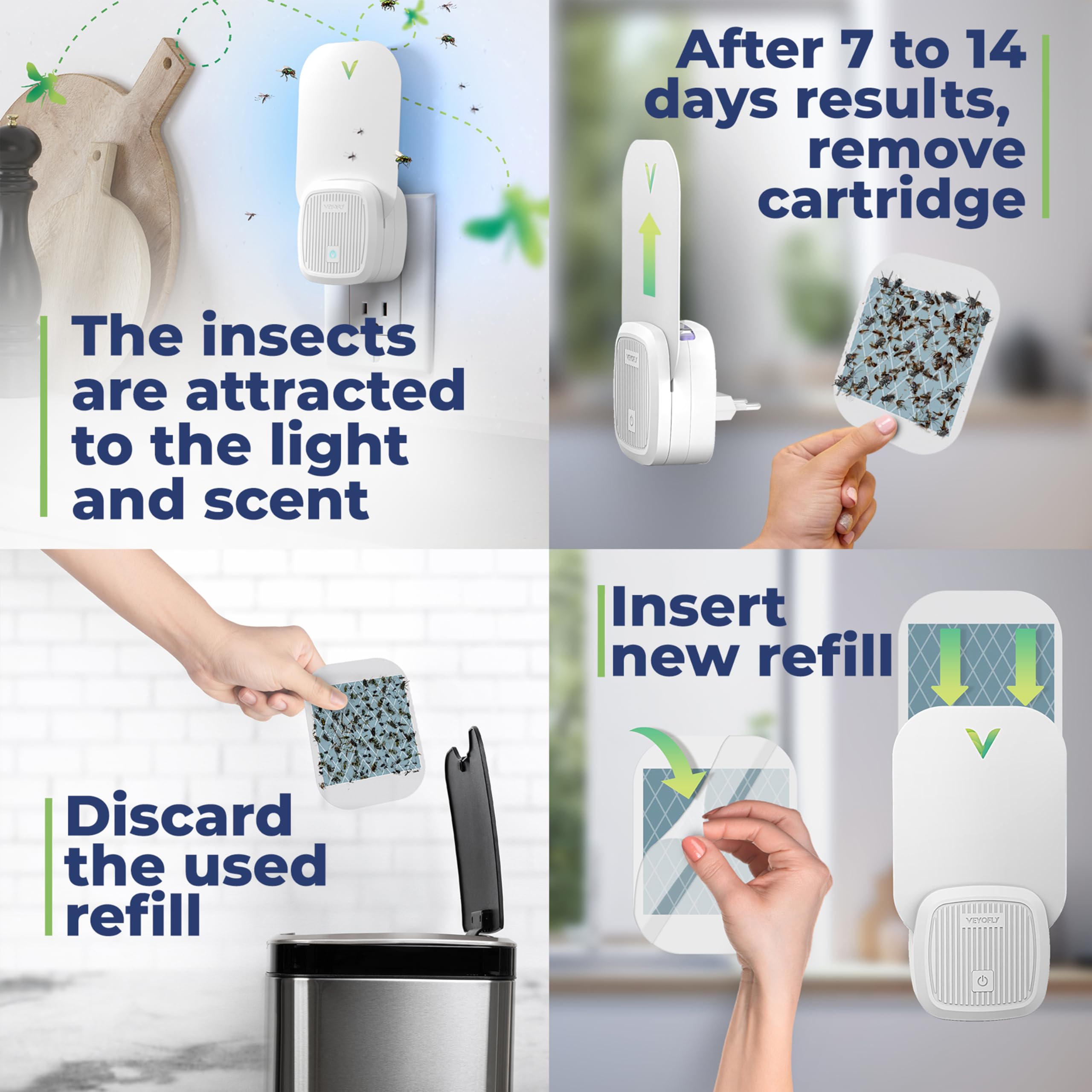 VEYOFLY device placed near fruit bowl demonstrating odorless indoor protection
