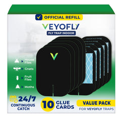 VEYOFLY front view of 10-pack refill boards, tidy indoor pest control