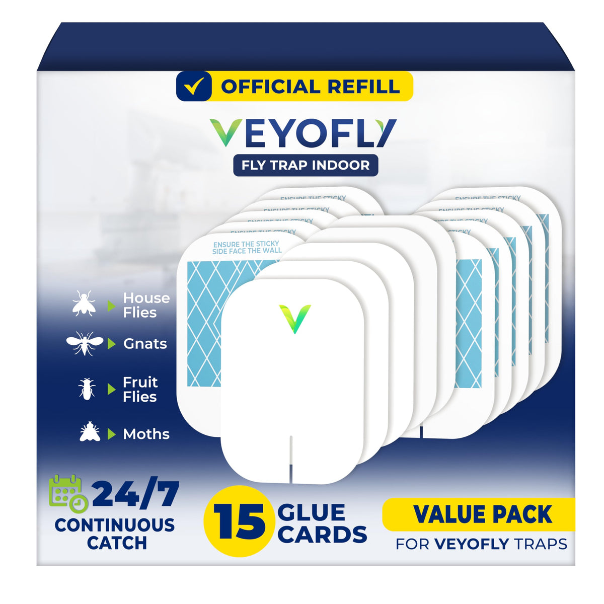 VEYOFLY front packaging showing 15-pack and benefits