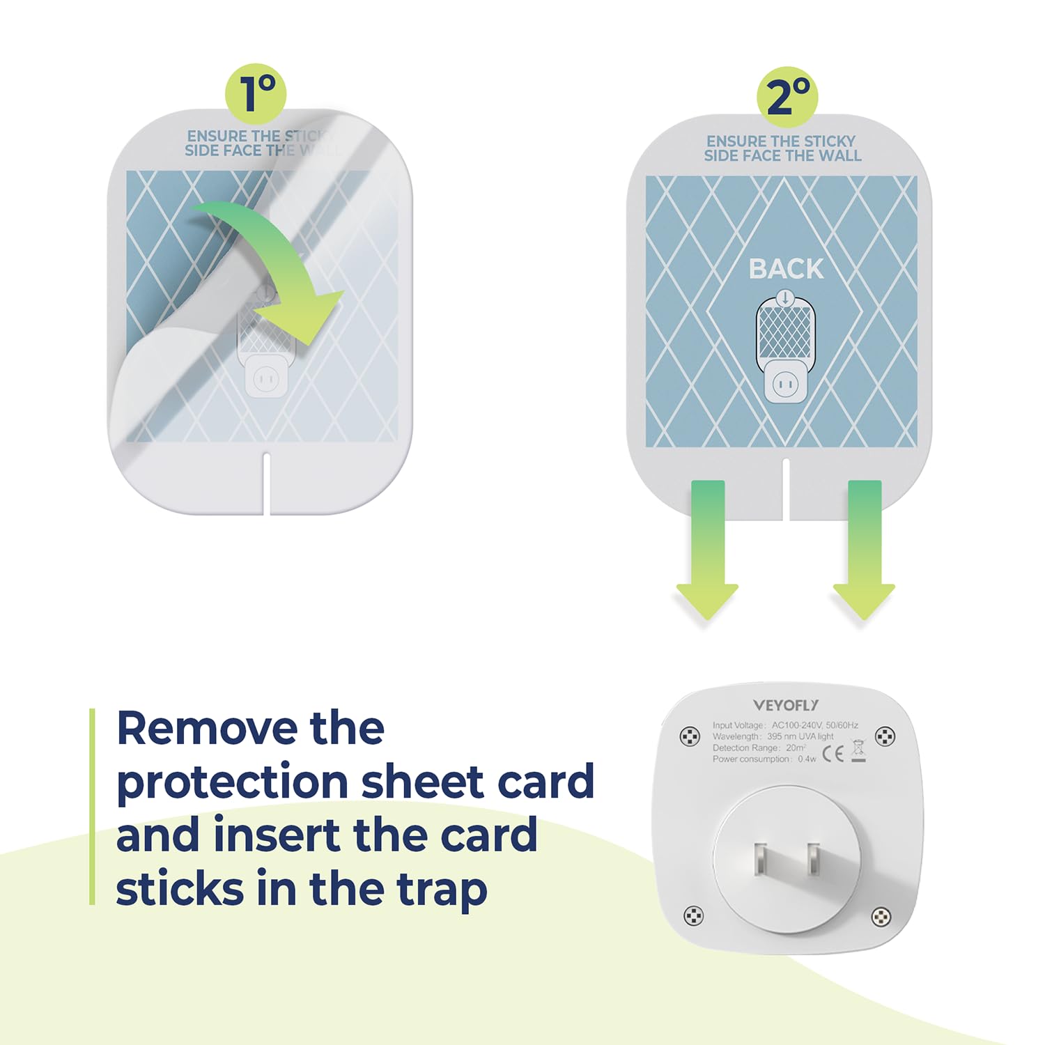 VEYOFLY refill board installed in trap showing easy replacement benefit