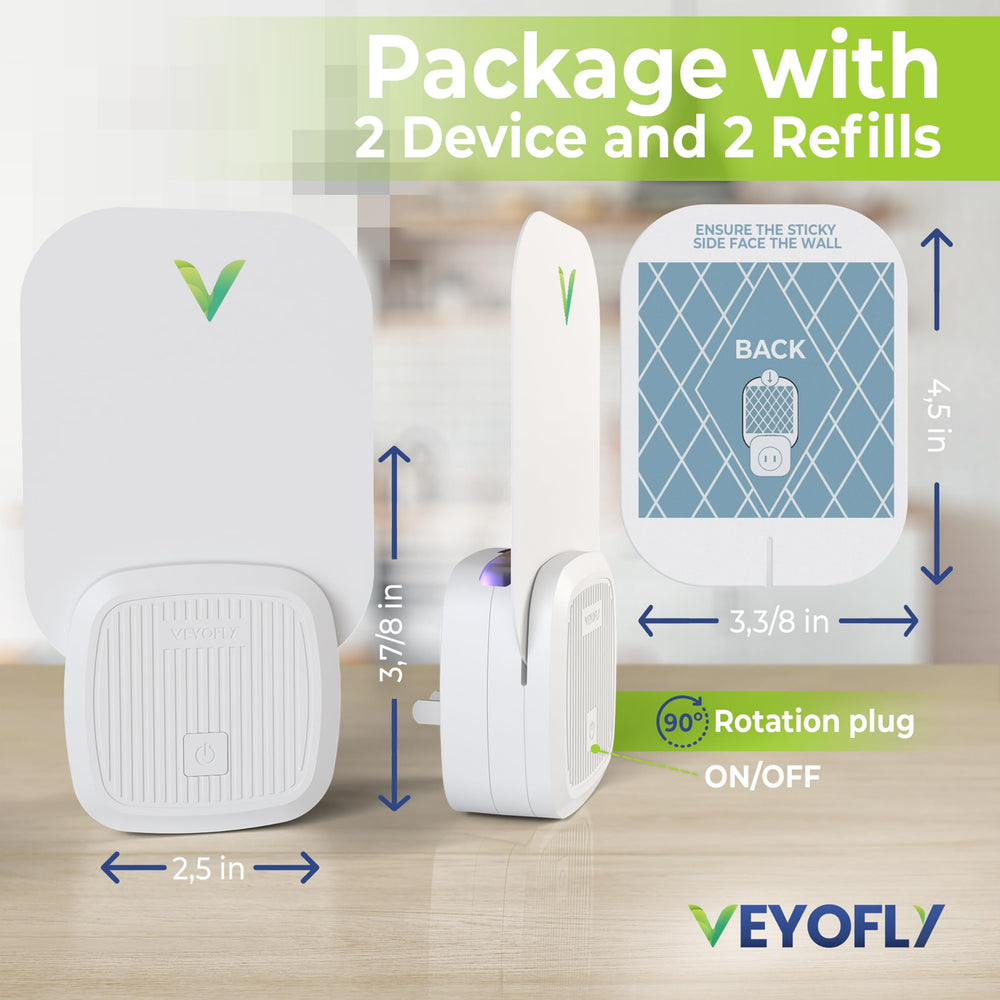 VEYOFLY side profile plugged into wall outlet demonstrating space-saving benefit