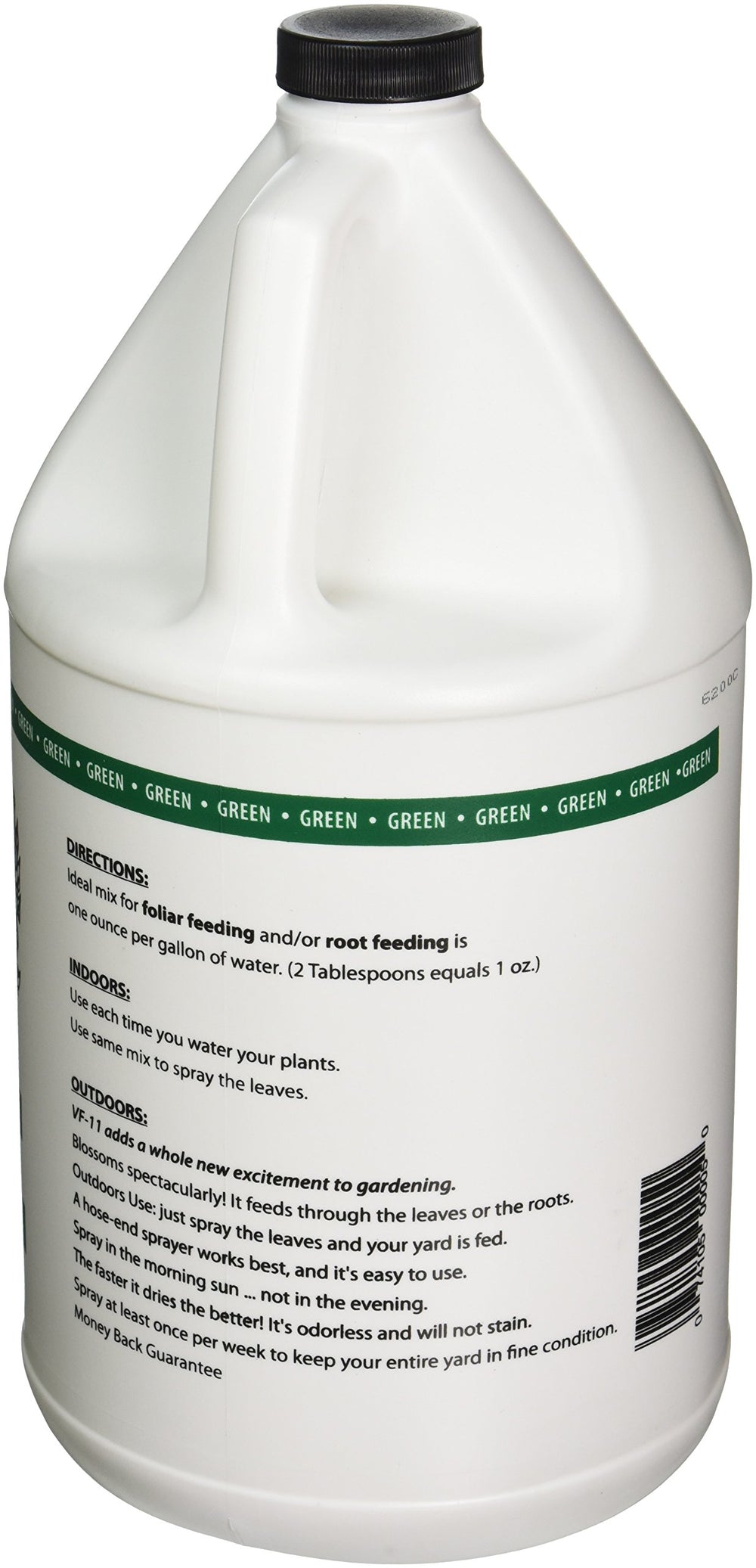 Vf-11 1-gallon bottle beside potted plants demonstrating easy garden use